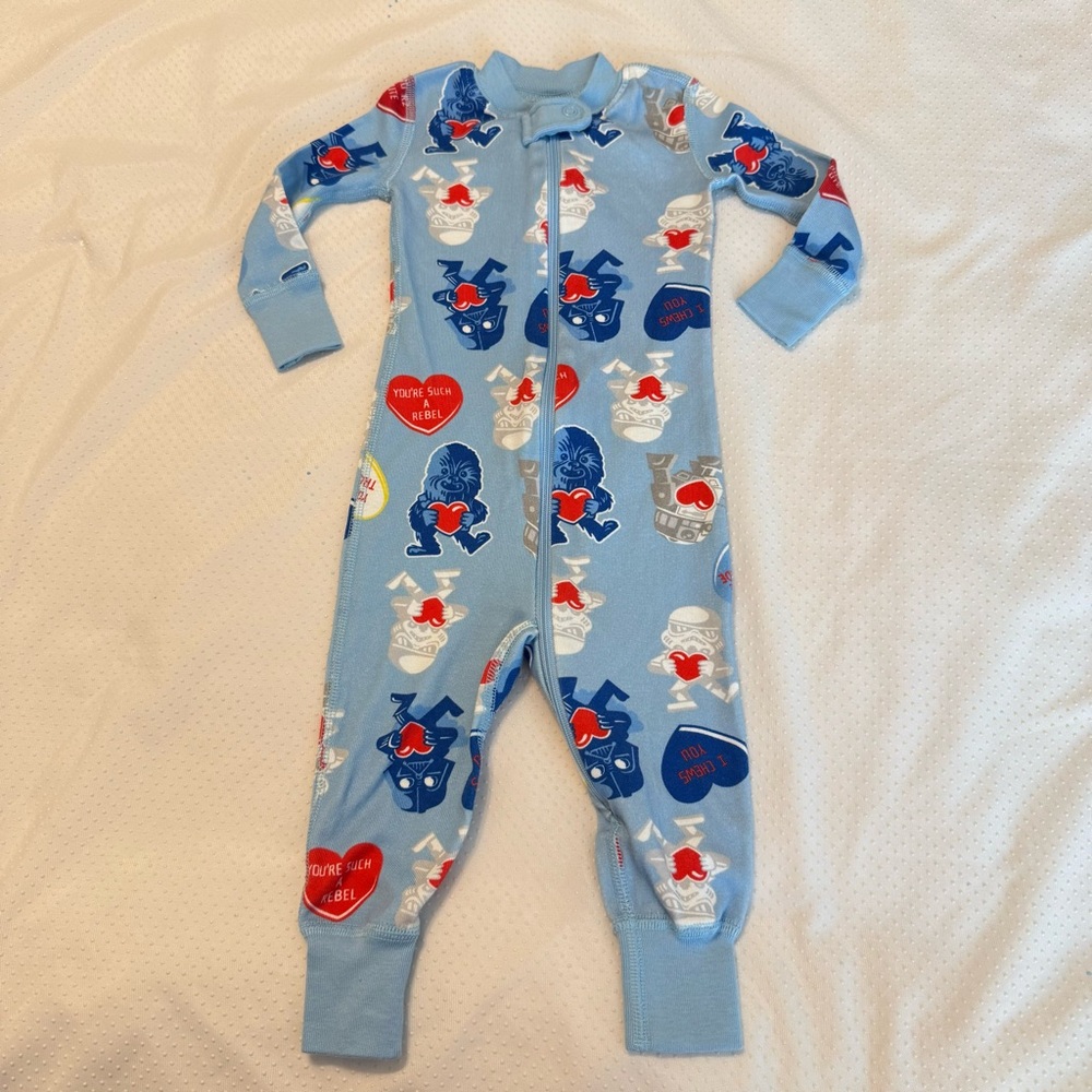Hanna Andersson Star Wars Valentines Footless Sleeper 6-12 Chewy Darth R2D2